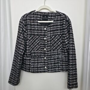 Bagatelle Black and White Tweed Blazer Size LARGE